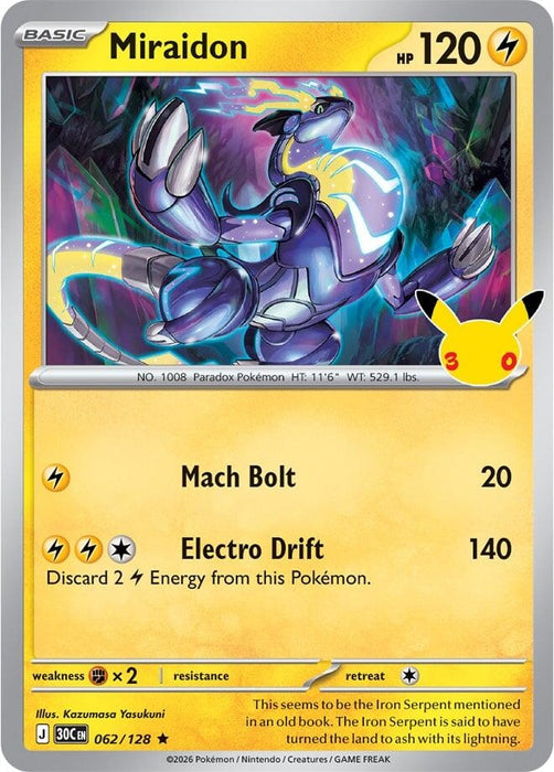 Image for Miraidon (062/128) (Holofoil) [ME: 30th Celebration] (30C) - Pokemon