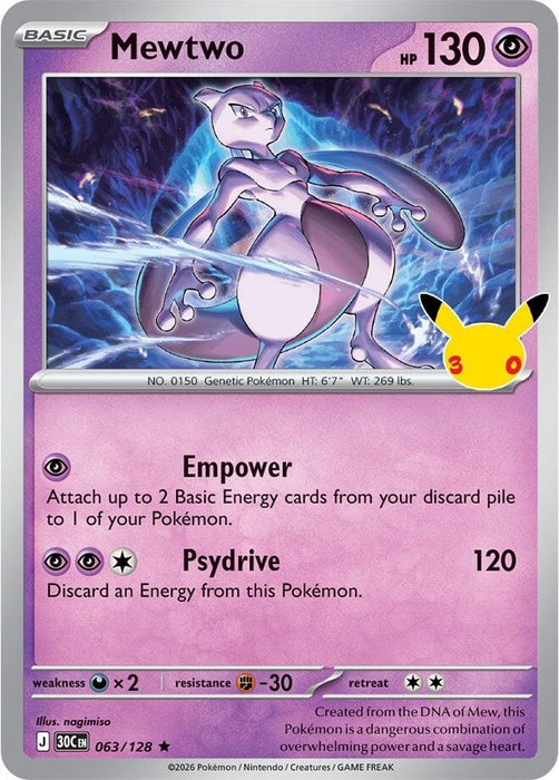 Image for Mewtwo (063/128) (Holofoil) [ME: 30th Celebration] (30C) - Pokemon