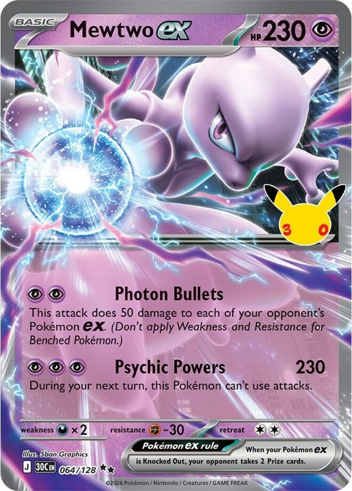 Image for Mewtwo ex (064/128) (Holofoil) [ME: 30th Celebration] (30C) - Pokemon