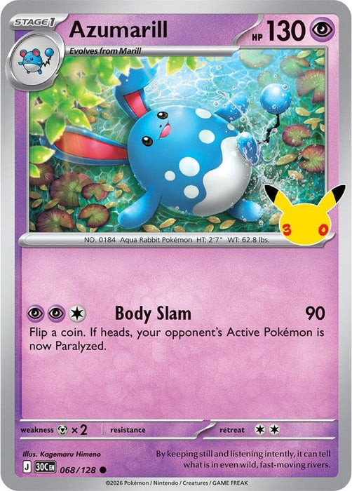 Image for Azumarill (068/128) (Holofoil) [ME: 30th Celebration] (30C) - Pokemon