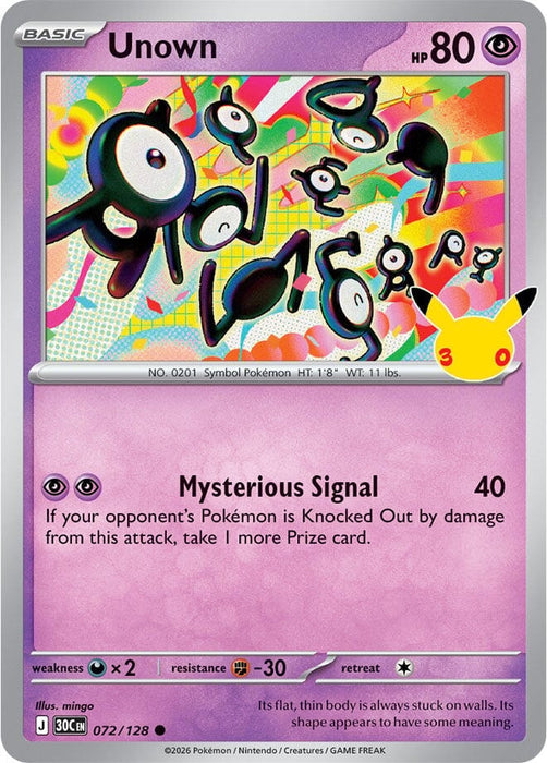 Image for Unown (072/128) (Holofoil) [ME: 30th Celebration] (30C) - Pokemon