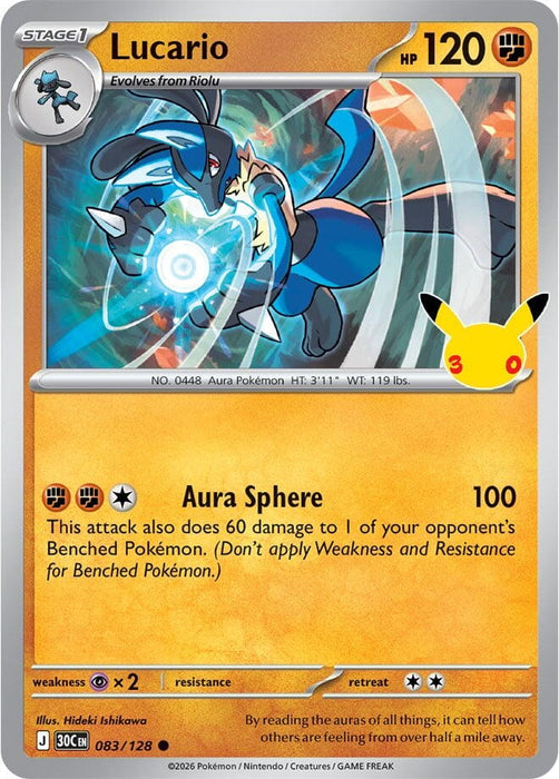 Image for Lucario (083/128) (Holofoil) [ME: 30th Celebration] (30C) - Pokemon