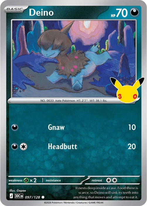 Image for Deino (097/128) (Holofoil) [ME: 30th Celebration] (30C) - Pokemon