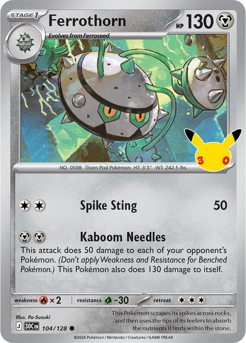 Image for Ferrothorn (104/128) (Holofoil) [ME: 30th Celebration] (30C) - Pokemon