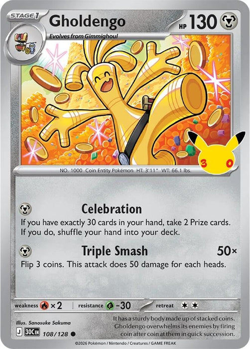 Image for Gholdengo (108/128) (Holofoil) [ME: 30th Celebration] (30C) - Pokemon