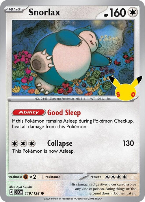 Image for Snorlax (119/128) (Holofoil) [ME: 30th Celebration] (30C) - Pokemon