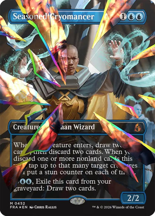 Image for Seasoned Cryomancer (Borderless) (Facet Foil) (0452) (452) (Foil) [Reality Fracture] (FRA) - Magic: The Gathering