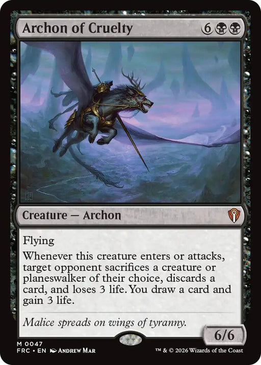 Image for Archon of Cruelty (47) [Commander: Reality Fracture] (FRC) - Magic: The Gathering