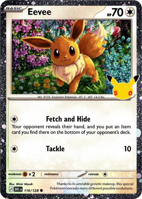 Image for Eevee - 116/128 (30th Celebration) (116/128) (Holofoil) [Blister Exclusives] (BLE) - Pokemon