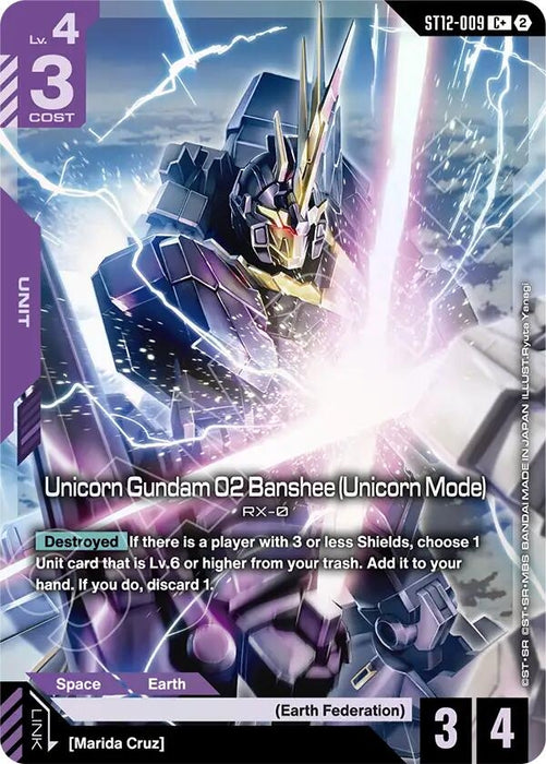 Image for Unicorn Gundam 02 Banshee (Unicorn Mode) (C+) (ST12-009) (Holofoil) [Starter Deck 12: Raging Onslaught] (ST12) - Gundam Card Game