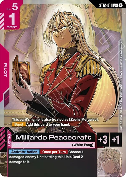 Image for Milliardo Peacecraft (C+) (ST12-011) (Holofoil) [Starter Deck 12: Raging Onslaught] (ST12) - Gundam Card Game