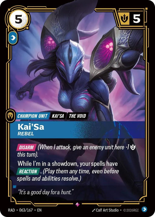 Image for Kai'Sa, Rebel (063/167) (Foil) [Radiance] (RAD) - Riftbound: League of Legends Trading Card Game