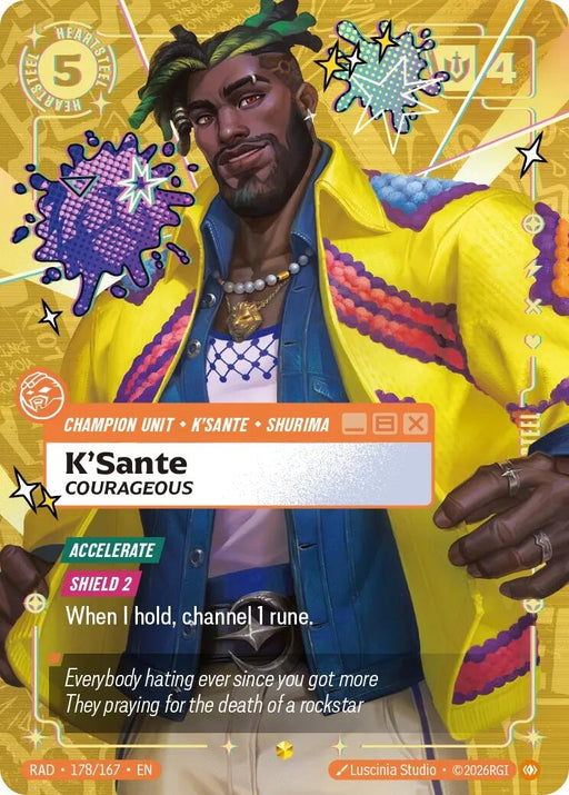 Image for K'Sante, Courageous (Overnumbered) (178/167) (Foil) [Radiance] (RAD) - Riftbound: League of Legends Trading Card Game