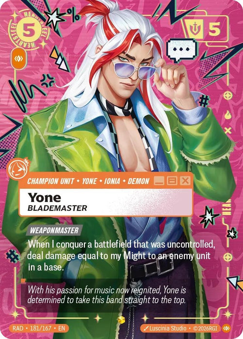 Image for Yone, Blademaster (Overnumbered) (181/167) (Foil) [Radiance] (RAD) - Riftbound: League of Legends Trading Card Game