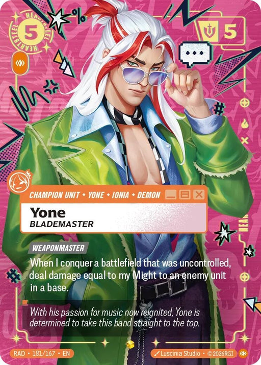 Image for Yone, Blademaster (Overnumbered) (181/167) (Foil) [Radiance] (RAD) - Riftbound: League of Legends Trading Card Game