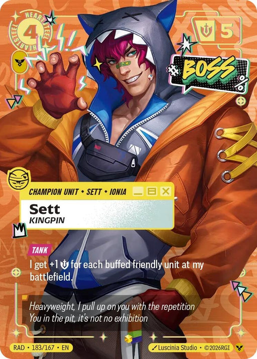 Image for Sett, Kingpin (Overnumbered) (183/167) (Foil) [Radiance] (RAD) - Riftbound: League of Legends Trading Card Game