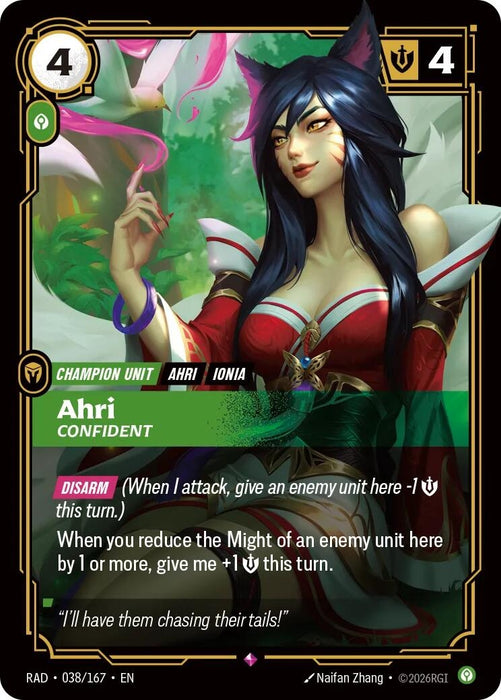 Image for Ahri, Confident (038/167) (Foil) [Radiance] (RAD) - Riftbound: League of Legends Trading Card Game