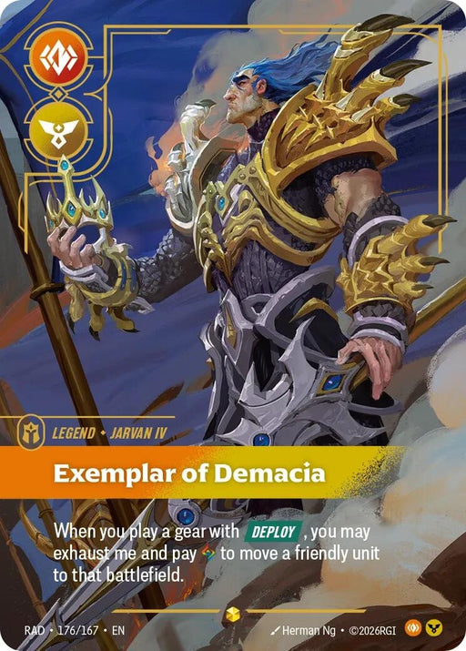 Image for Jarvan IV, Exemplar of Demacia (Overnumbered) (176/167) (Foil) [Radiance] (RAD) - Riftbound: League of Legends Trading Card Game