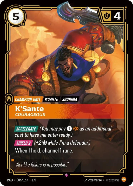 Image for K'Sante, Courageous (086/167) (Foil) [Radiance] (RAD) - Riftbound: League of Legends Trading Card Game