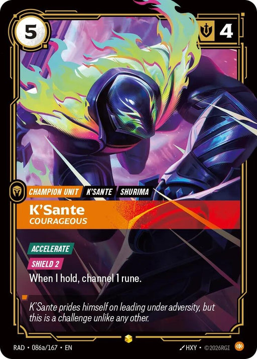 Image for K'Sante, Courageous (Alternate Art) (086a/167) (Foil) [Radiance] (RAD) - Riftbound: League of Legends Trading Card Game