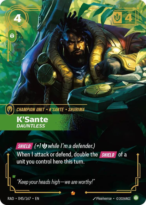 Image for K'Sante, Dauntless (045/167) (Foil) [Radiance] (RAD) - Riftbound: League of Legends Trading Card Game