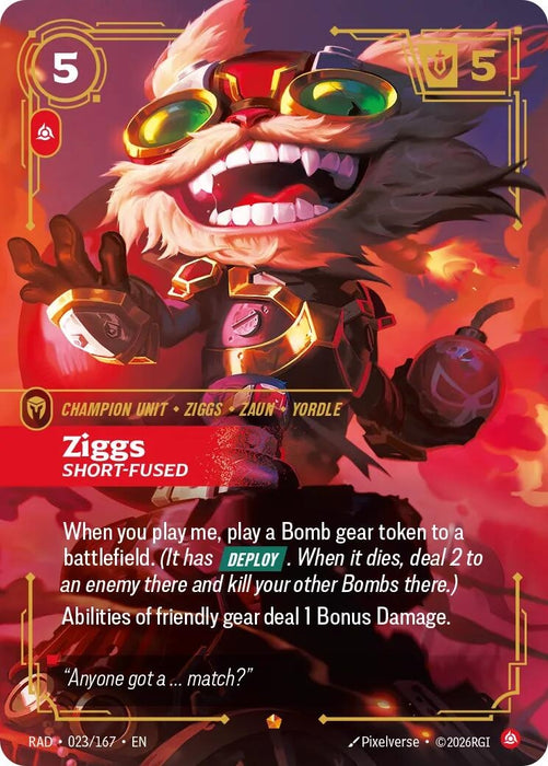 Image for Ziggs, Short-Fused (023/167) (Foil) [Radiance] (RAD) - Riftbound: League of Legends Trading Card Game