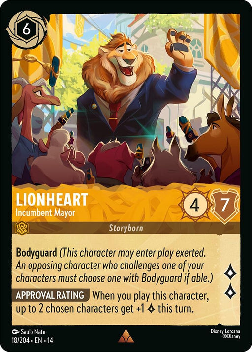 Image for Lionheart - Incumbent Mayor (18/204) (Cold Foil) [Hyperia City] (14) - Disney Lorcana