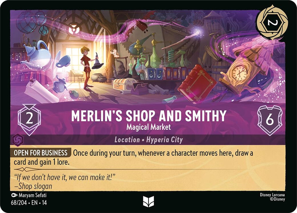 Image for Merlin's Shop and Smithy - Magical Market (68/204) (Cold Foil) [Hyperia City] (14) - Disney Lorcana