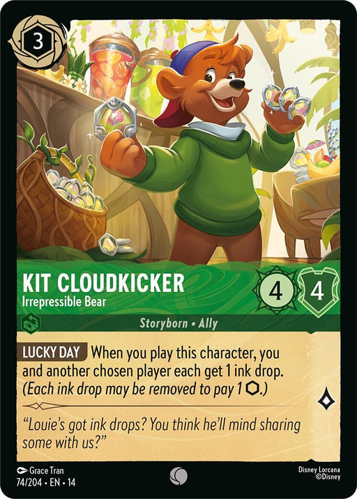 Image for Kit Cloudkicker - Irrepressible Bear (74/204) [Hyperia City] (14) - Disney Lorcana