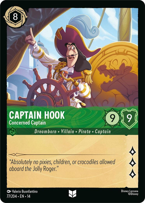 Image for Captain Hook - Concerned Captain (77/204) [Hyperia City] (14) - Disney Lorcana