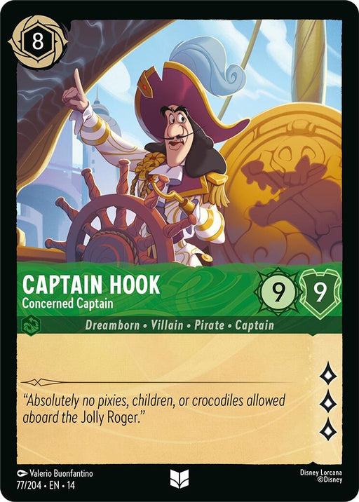Image for Captain Hook - Concerned Captain (77/204) [Hyperia City] (14) - Disney Lorcana