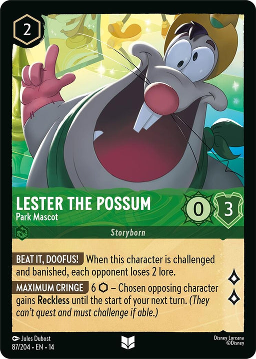 Image for Lester the Possum - Park Mascot (87/204) (Cold Foil) [Hyperia City] (14) - Disney Lorcana