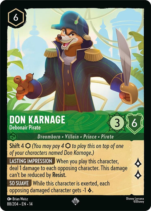 Image for Don Karnage - Debonair Pirate (88/204) [Hyperia City] (14) - Disney Lorcana
