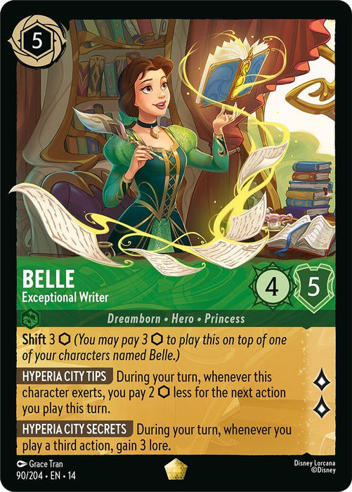 Image for Belle - Exceptional Writer (90/204) (Cold Foil) [Hyperia City] (14) - Disney Lorcana