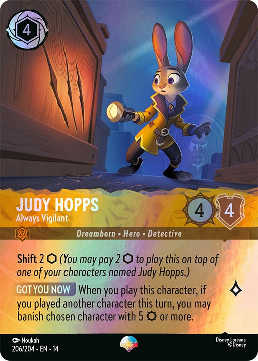 Image for Judy Hopps - Always Vigilant (Epic) (206/204) (Holofoil) [Hyperia City] (14) - Disney Lorcana