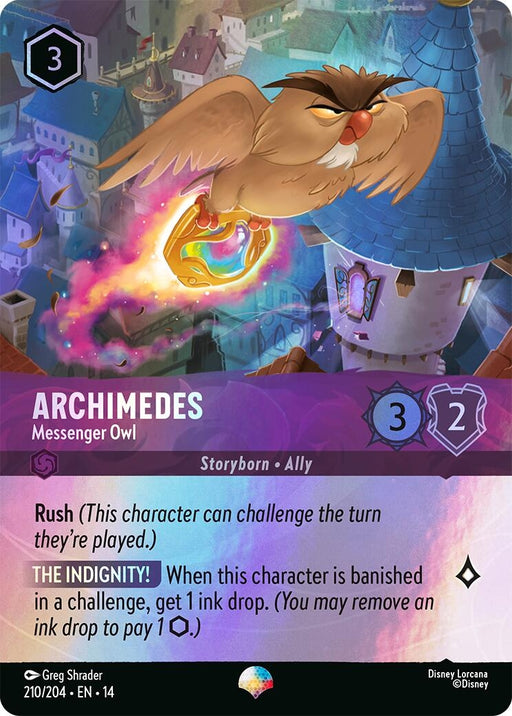 Image for Archimedes - Messenger Owl (Epic) (210/204) (Holofoil) [Hyperia City] (14) - Disney Lorcana