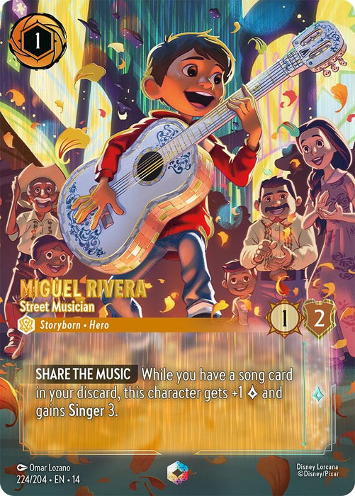 Image for Miguel Rivera - Street Musician (Enchanted) (224/204) (Holofoil) [Hyperia City] (14) - Disney Lorcana