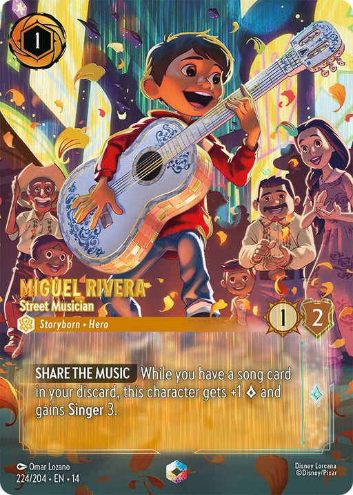 Image for Miguel Rivera - Street Musician (Enchanted) (224/204) (Holofoil) [Hyperia City] (14) - Disney Lorcana