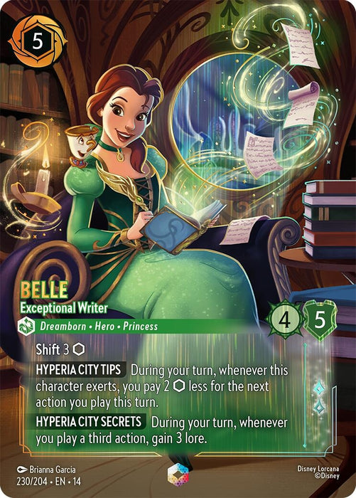 Image for Belle - Exceptional Writer (Enchanted) (230/204) (Holofoil) [Hyperia City] (14) - Disney Lorcana