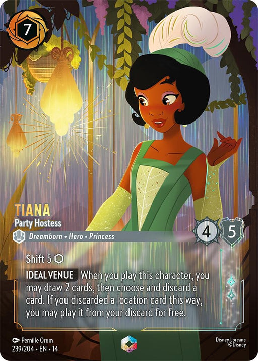 Image for Tiana - Party Hostess (Enchanted) (239/204) (Holofoil) [Hyperia City] (14) - Disney Lorcana