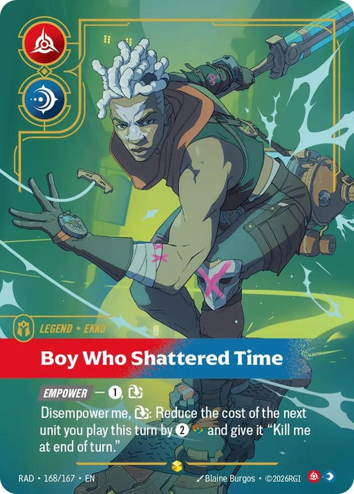 Image for Ekko, Boy Who Shattered Time (Overnumbered) (168/167) (Foil) [Radiance] (RAD) - Riftbound: League of Legends Trading Card Game