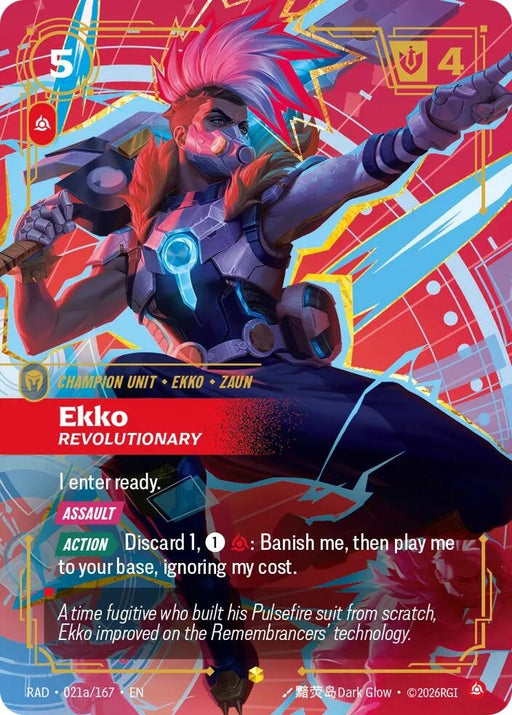 Image for Ekko, Revolutionary (Alternate Art) (021a/167) (Foil) [Radiance] (RAD) - Riftbound: League of Legends Trading Card Game