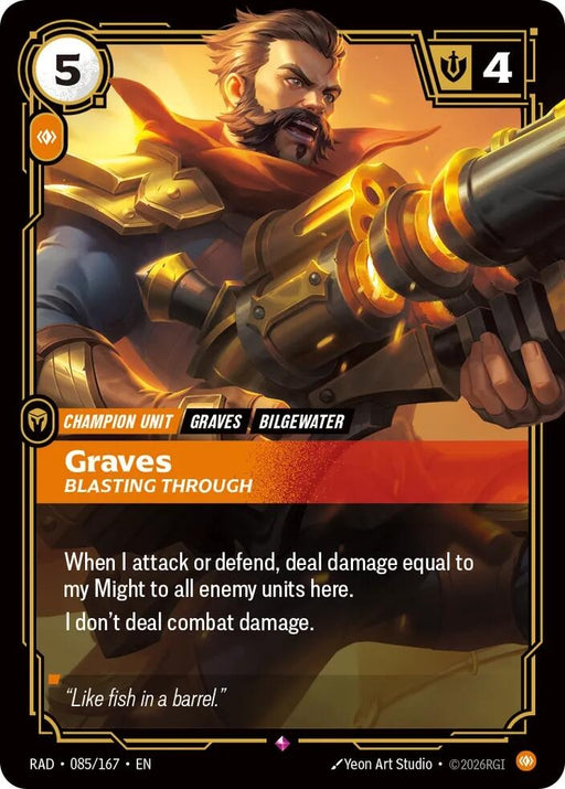 Image for Graves, Blasting Through (085/167) (Foil) [Radiance] (RAD) - Riftbound: League of Legends Trading Card Game