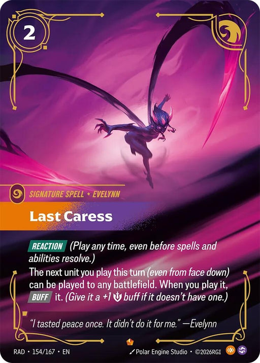 Image for Last Caress (154/167) (Foil) [Radiance] (RAD) - Riftbound: League of Legends Trading Card Game