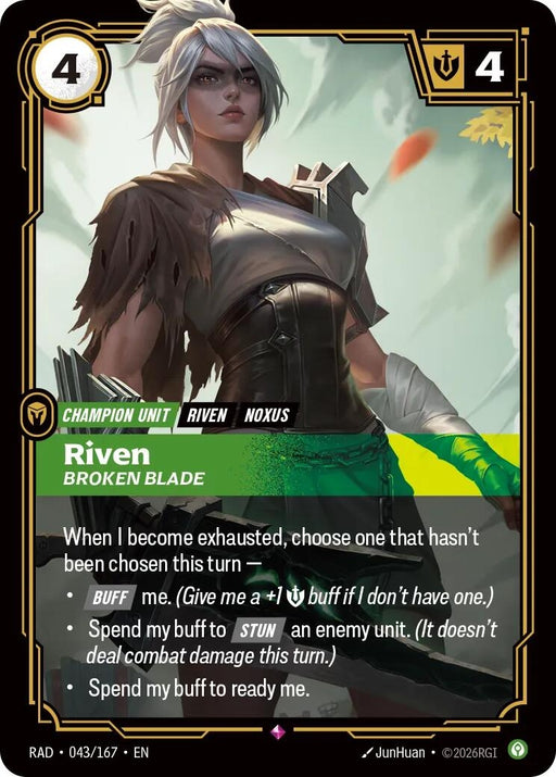 Image for Riven, Broken Blade (043/167) (Foil) [Radiance] (RAD) - Riftbound: League of Legends Trading Card Game