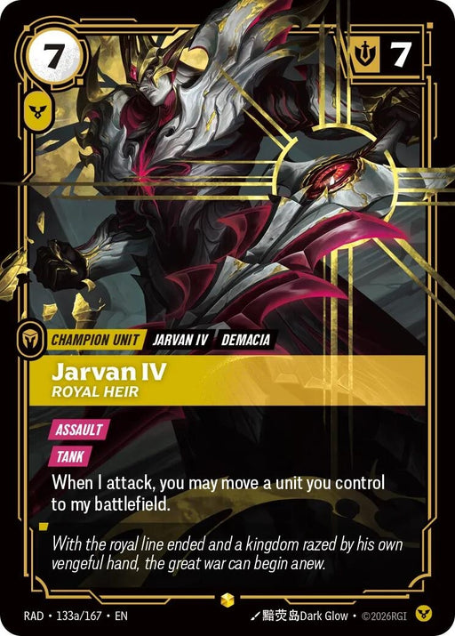 Image for Jarvan IV, Royal Heir (Alternate Art) (133a/167) (Foil) [Radiance] (RAD) - Riftbound: League of Legends Trading Card Game