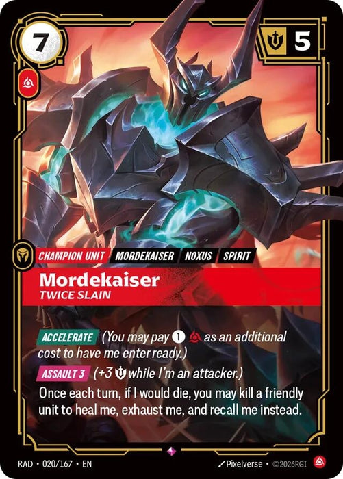 Image for Mordekaiser, Twice Slain (020/167) (Foil) [Radiance] (RAD) - Riftbound: League of Legends Trading Card Game