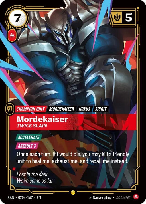 Image for Mordekaiser, Twice Slain (Alternate Art) (020a/167) (Foil) [Radiance] (RAD) - Riftbound: League of Legends Trading Card Game