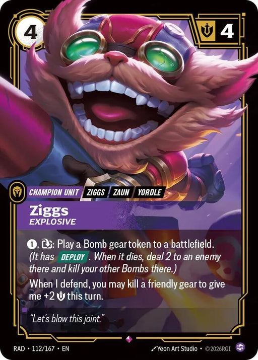 Image for Ziggs, Explosive (112/167) (Foil) [Radiance] (RAD) - Riftbound: League of Legends Trading Card Game