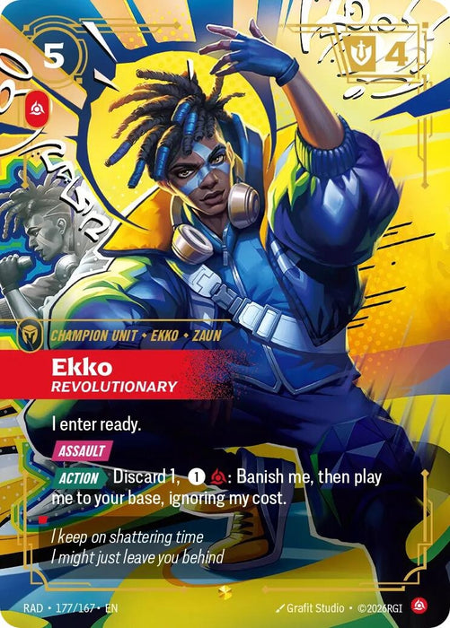 Image for Ekko, Revolutionary (Overnumbered) (177/167) (Foil) [Radiance] (RAD) - Riftbound: League of Legends Trading Card Game